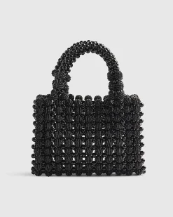 Black Beaded Clutch Bag