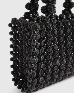 Black Beaded Clutch Bag