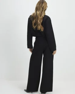 Black Belted Wide Leg Trousers