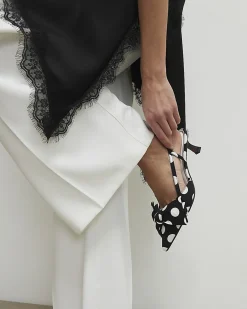Black Bow Polka Dot Slingback Court Heels