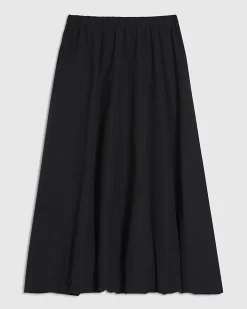 Black Bubble Hem Midi Skirt