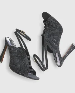 Black Butterfly Caged Heels
