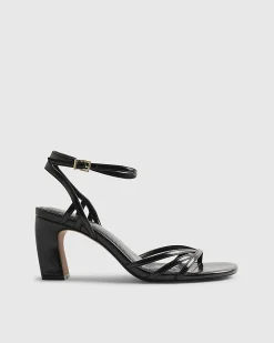 Black Caged Heeled Sandals