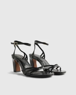 Black Caged Heeled Sandals
