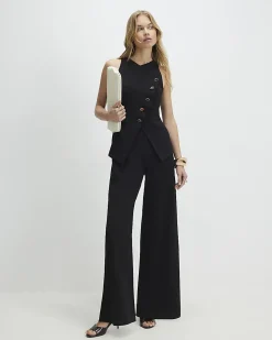 Black Collarless Asymmetric Jumpsuit