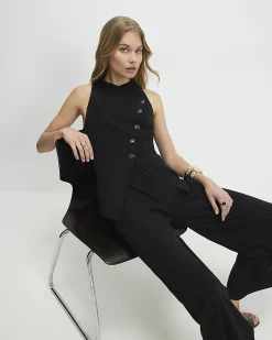 Black Collarless Asymmetric Jumpsuit