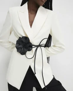 Black Corsage Flower Belt