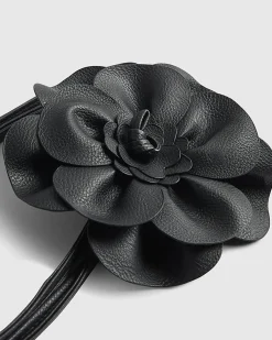 Black Corsage Flower Belt