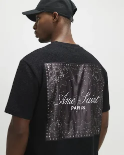 Black Cotton Blend Bandana Back T-Shirt