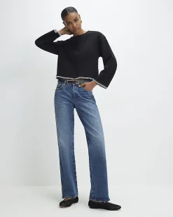 Black Cotton blend Cosy Whipstitch Cardigan