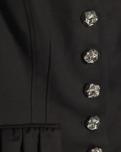 Black Cotton blend Frill Pocket Waistcoat