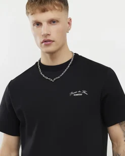 Black Cotton Blend Membership Floral T-Shirt
