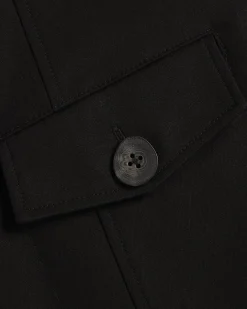 Black Cotton Blend Mini Shirt Dress