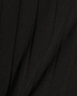 Black Cotton blend Wide Ribbed Tank Top