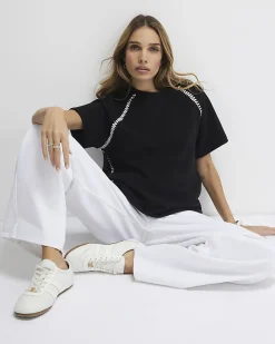 Black Cotton Cosy Whipstitch T-shirt