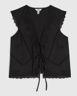 Black Cotton Embroidered Waistcoat