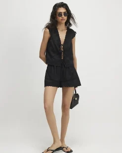 Black Cotton Embroidered Waistcoat