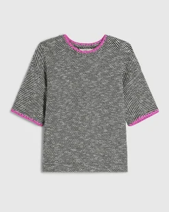 Black Cotton Herringbone Whipstitch T-Shirt