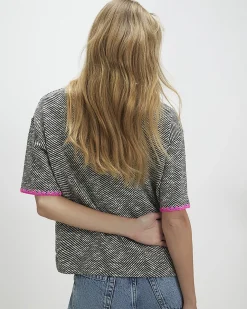 Black Cotton Herringbone Whipstitch T-Shirt