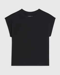 Black Cotton Short Sleeve Loose Fit Top
