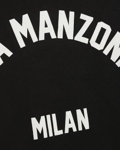 Black Cotton Short Sleeve Via Manzoni T-shirt