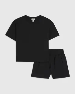 Black Cotton T-Shirt and Shorts Set