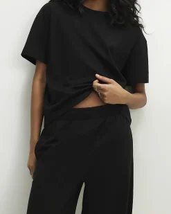 Black Cotton T-Shirt and Trousers Set