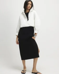 Black Cotton T-Shirt Midi Dress