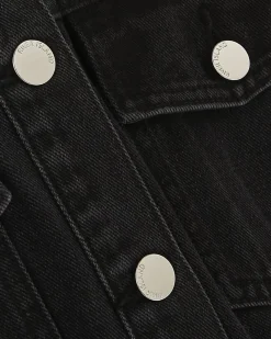 Black Denim Pleat Front Mini Dress