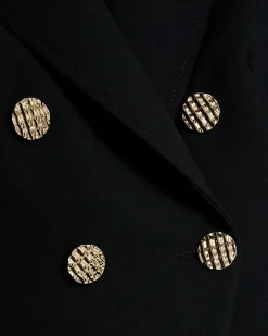 Black Double Breasted Military Blazer