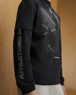 Black Double Layered Long Sleeve T-Shirt