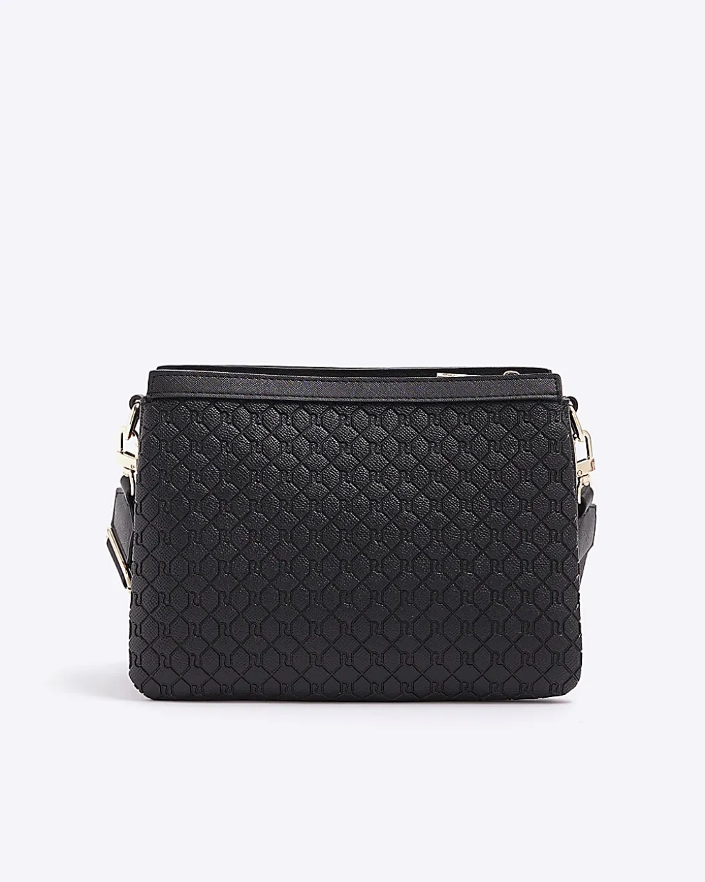 Black embossed monogram cross body bag