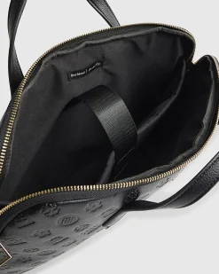 Black Embossed Monogram Print Laptop Case