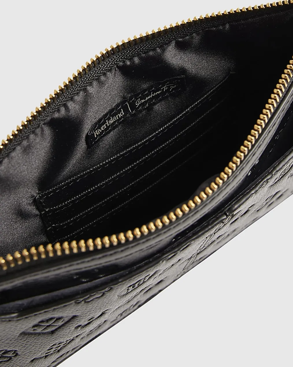 Black Embossed Monogram Travel Wallet