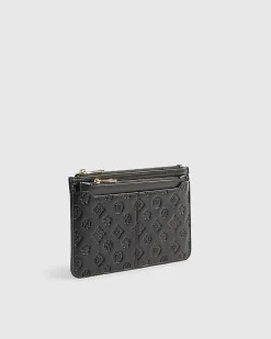 Black Embossed Monogram Travel Wallet