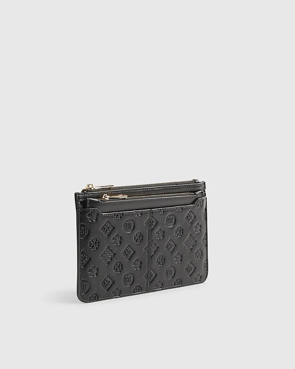 Black Embossed Monogram Travel Wallet