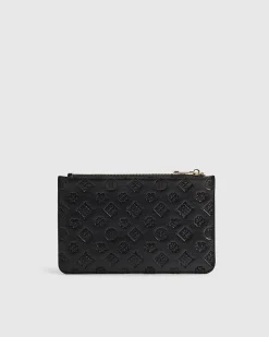 Black Embossed Monogram Travel Wallet