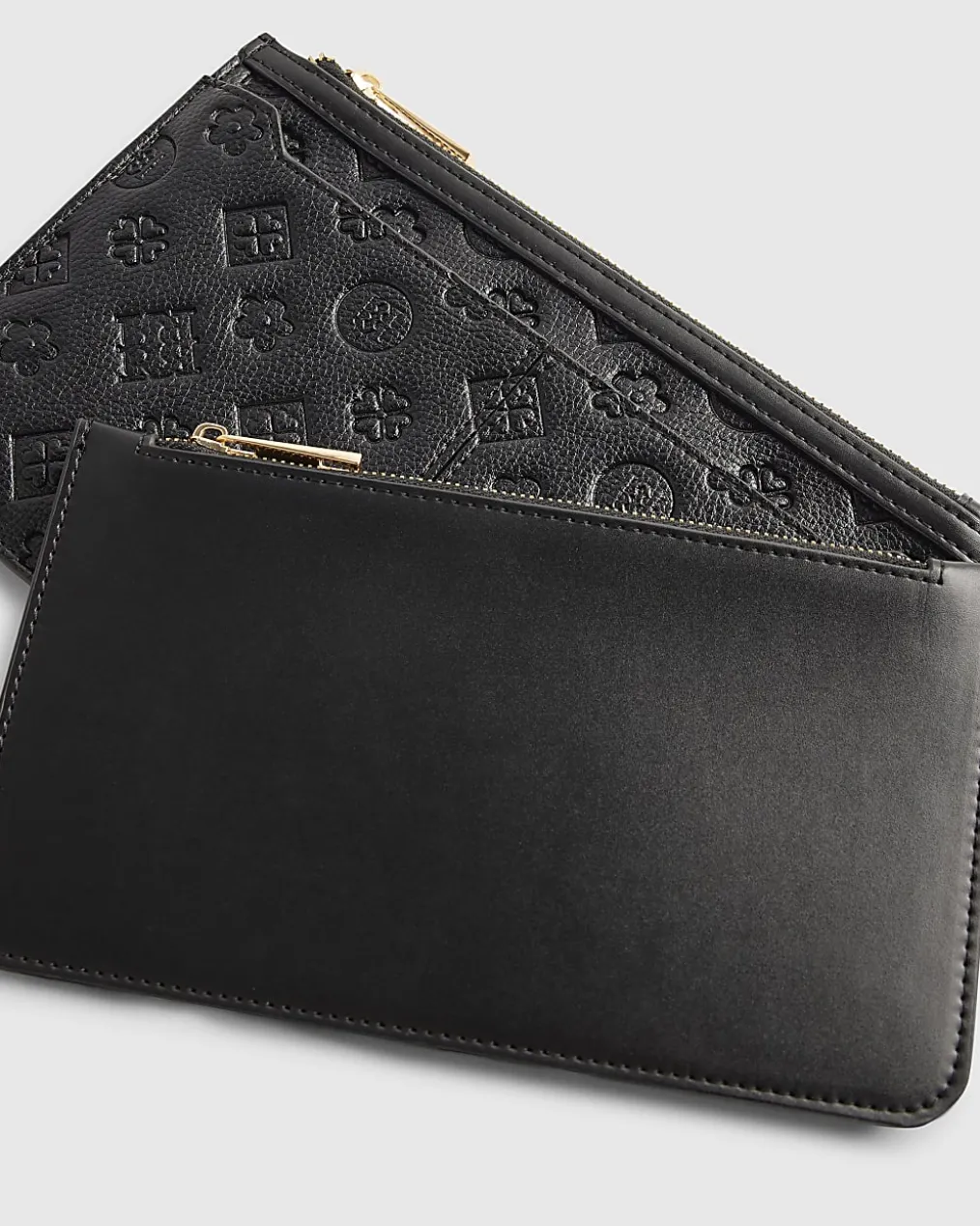 Black Embossed Monogram Travel Wallet