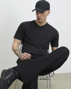 Black Essential Slim Fit V Neck T-Shirt