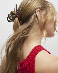 Black Fabric Wrapped Claw Hair Clip
