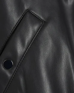 Black Faux Leather Bomber Jacket