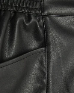 Black Faux Leather Elasticated Shorts