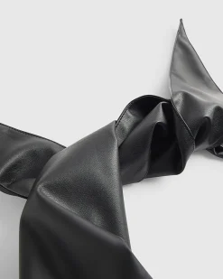 Black Faux Leather Multi Wear Scarf