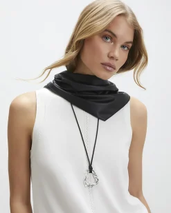 Black Faux Leather Multi Wear Scarf