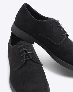 Black Faux Suede Derby Shoes