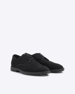 Black Faux Suede Derby Shoes