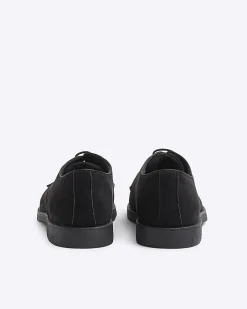 Black Faux Suede Derby Shoes