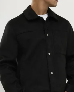 Black Faux Suede Shacket