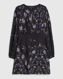 Black Floral Shaped Waist Mini Dress