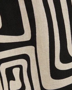 Black Geometric Print Linen Tank Top